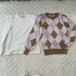 Set of 2 Loft sweaters. Purple size XS is NWT. White size small